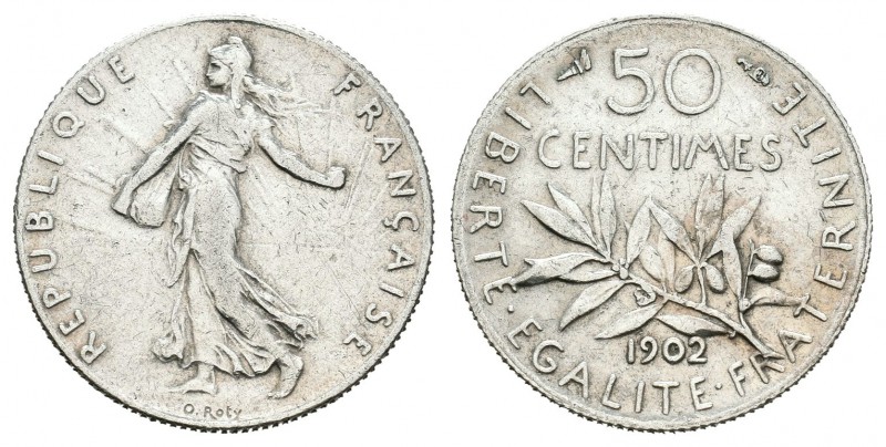 Francia. III República. 50 centimes. 1902. (Km-854). (Gad-420). (LF-190-9). Ag. ...