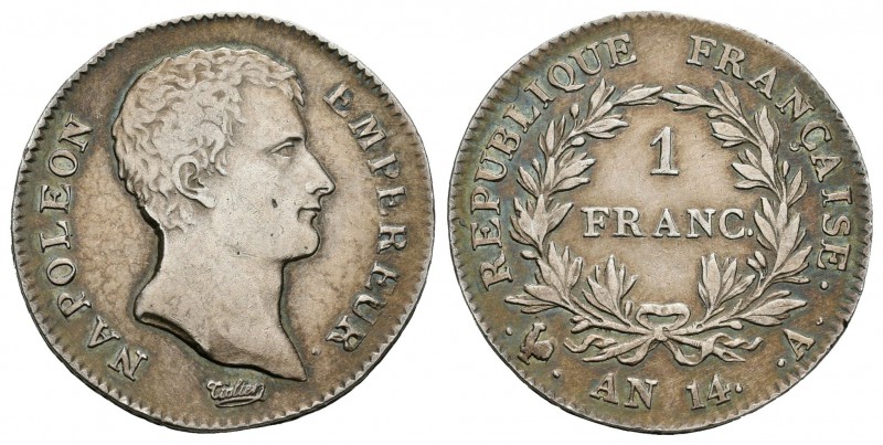 Francia. Napoleón Bonaparte. 1 franco. AN 14. París. A. (Km-622.1). (Gad-443). A...