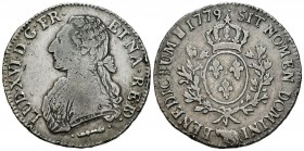 Francia. Louis XVI. 1 ecu. 1779. Pau. (Km-572). (Gad-365). Ag. 28,84 g. MBC-. Est...65,00.