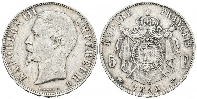 Francia. Napoleón III. 5 francos. 1856. Lyon. D. (Km-782.3). (Gad-734). Ag. 24,9...