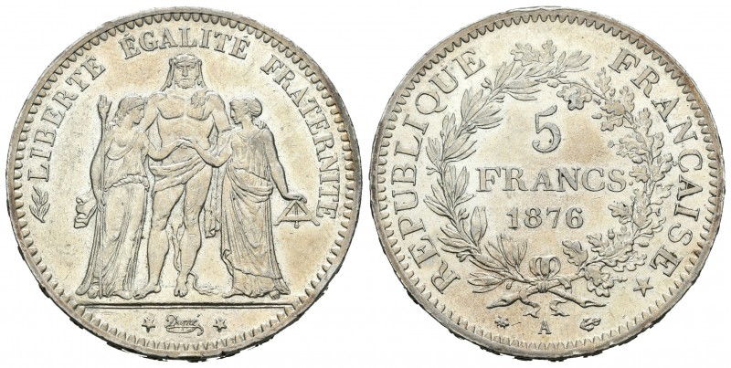 Francia. III República. 5 francos. 1876. París. A. (Km-820.1). Ag. 25,05 g. EBC....