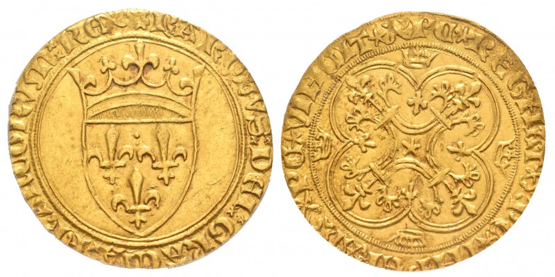 Francia. Charles IV. Ecu d´or. (1380-1422). Montpellier. (Fr-291). (Duplessy-369...