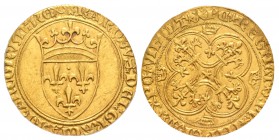 Francia. Charles IV. Ecu d´or. (1380-1422). Montpellier. (Fr-291). (Duplessy-369). Au. 4ª emisión. Encapsulada por PCGS como AU58. Est...450,00.