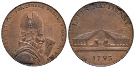 Gran Bretaña. George III. 1/2 penny token. 1793. Yorkshire Leeds. (Seaby-29). Rev.: Leeds Cloth Hall. Ae. 12,17 g. EBC-. Est...30,00.