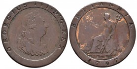 Gran Bretaña. George III. 1 penny. 1797. (Km-618). Ae. 28,25 g. MBC-/BC+. Est...35,00.