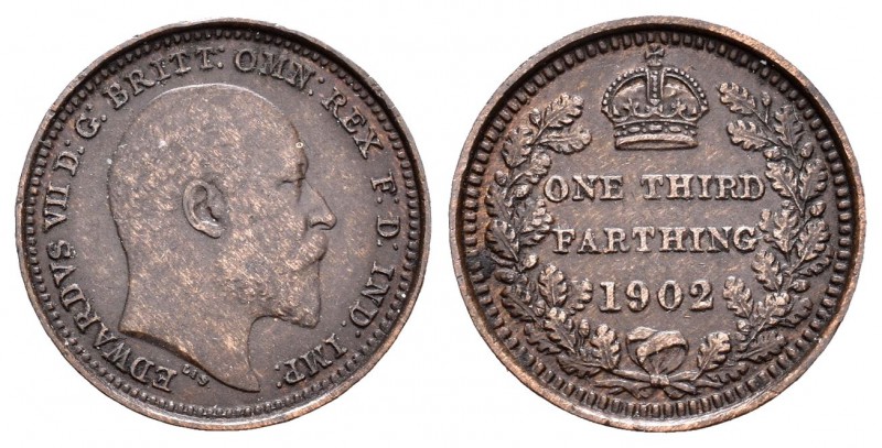 Gran Bretaña. Edward VII. 1/3 farthing. 1902. (Km-791). Ae. 0,97 g. MBC. Est...1...
