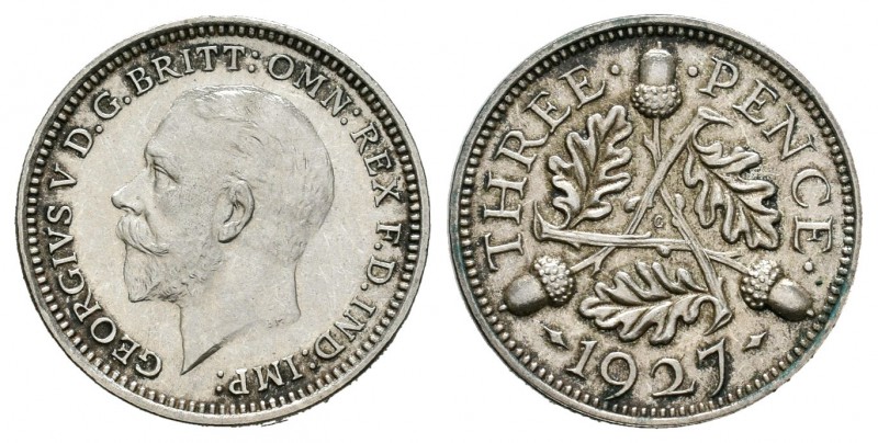 Gran Bretaña. George V. 3 pence. 1927. (Km-831). Ag. 1,42 g. Escasa en esta cons...