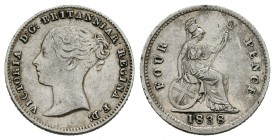 Gran Bretaña. Victoria. 4 pence. 1838. (Km-731.1). Ag. 1,89 g. MBC+. Est...50,00.