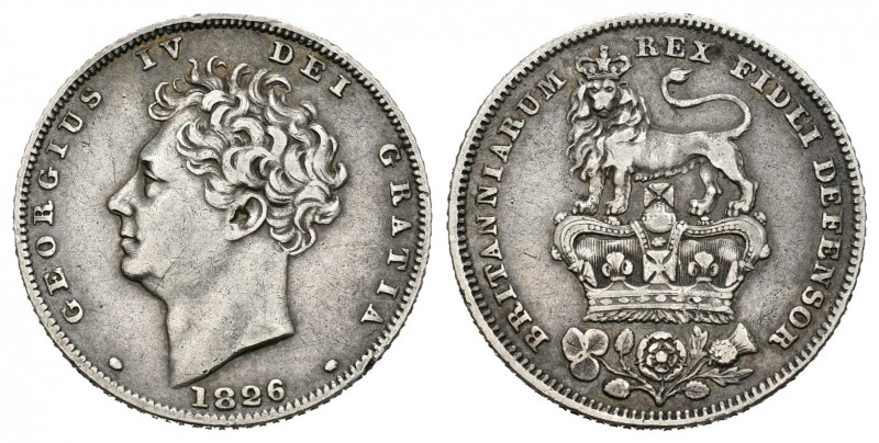 Gran Bretaña. George IV. 6 pence. 1826. (Km-698). (S-3815). Ag. 2,78 g. MBC+. Es...