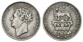 Gran Bretaña. George IV. 6 pence. 1826. (Km-698). (S-3815). Ag. 2,78 g. MBC+. Est...30,00.