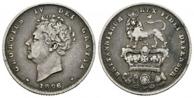 Gran Bretaña. George IV. 1 shilling. 1826. (Km-694). Ag. 5,51 g. MBC-. Est...30,00.