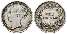 Gran Bretaña. Victoria. 1 shilling. 1861. (Km-734.1). Ag. 5,66 g. MBC+. Est...40,00.