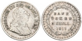 Gran Bretaña. George III. 3 shillings - Token. 1811. (Km-Tn4). Ag. 14,52 g. MBC-/MBC. Est...35,00.