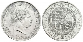 Gran Bretaña. George III. 1/2 corona. 1820. (Km-672). Ag. 14,07 g. Ligeramente limpiada. MBC+. Est...80,00.