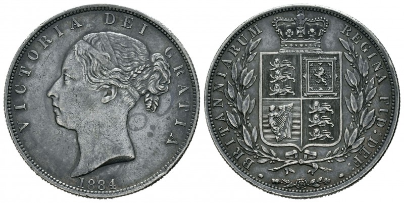 Gran Bretaña. Victoria. 1/2 corona. 1884. (Km-756). (S-3889). Ag. 14,16 g. Pátin...