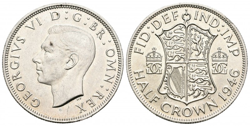Gran Bretaña. George VI. 1/2 corona. 1946. (Km-856). Ag. 14,11 g. EBC+/SC-. Est....