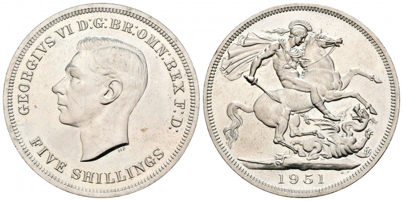 Gran Bretaña. George VI. 1 corona. 1951. (Km-880). Ag. 28,22 g. 400º Aniversario...