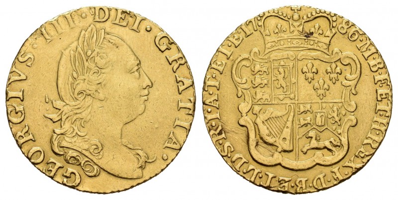 Gran Bretaña. George IV. 1 guinea. 1786. (Km-604). Au. 4,12 g. Rayitas en escudo...