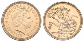 Gran Bretaña. Elizabeth II. 1/2 sovereign. 2001. (Km-1001). Au. SC. Est...120,00.