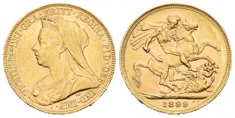 Gran Bretaña. Victoria. Sovereign. 1899. (Km-785). Au. 7,97 g. EBC-/EBC. Est...2...