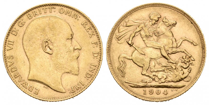 Gran Bretaña. Edward VII. Sovereign. 1904. (Km-805). Au. 7,97 g. EBC-. Est...210...