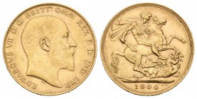 Gran Bretaña. Edward VII. Sovereign. 1904. (Km-805). Au. 7,97 g. EBC-. Est...210,00.