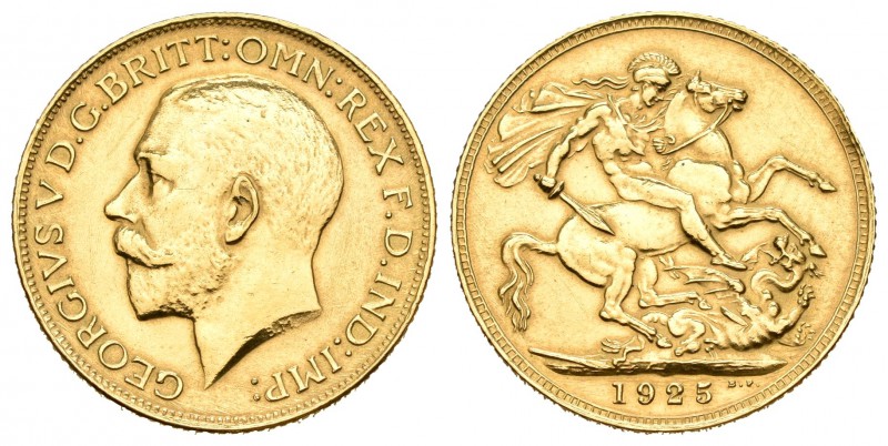 Gran Bretaña. George V. Sovereign. 1925. (Km-820). Au. 7,99 g. Limpiada. EBC. Es...