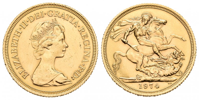 Gran Bretaña. Elizabeth II. Sovereign. 1974. (Km-919). Au. 7,96 g. EBC+/SC. Est....
