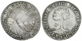 Guatemala. 8 reales. 1846. AE/MA. (Km-4). Ag. 26,72 g. LIBRE CREZCA FECUNDO. MBC. Est...220,00.