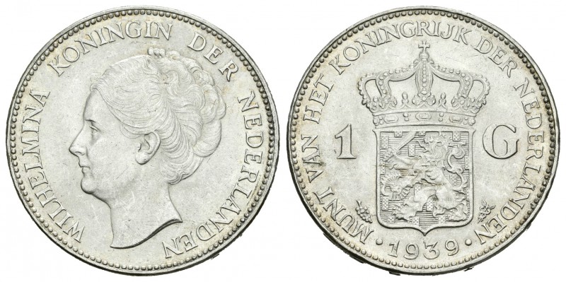 Holanda. Wilhelmina I. 1 gulden. 1939. (Km-161.1). Ag. 10,01 g. EBC+. Est...20,0...