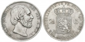 Holanda. Wilhelm III. 2 1/2 gulden. 1870. (Km-82). Ag. 24,87 g. MBC+. Est...50,00.