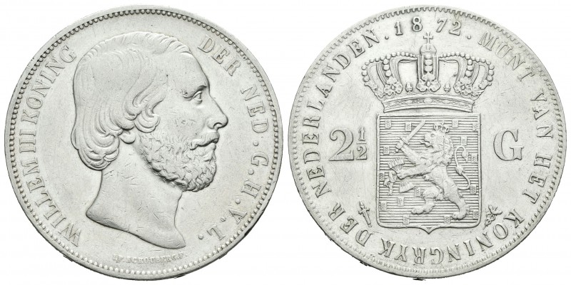 Holanda. Wilhelm III. 2 1/2 gulden. 1872. (Km-82). Ag. 24,85 g. MBC-. Est...15,0...