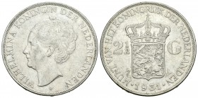 Holanda. Wilhelmina I. 2 1/2 gulden. 1931. (Km-165). Ag. 24,91 g. MBC+. Est...25,00.