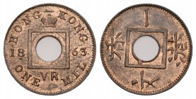 Hong Kong. 1 mil. 1863. (Km-1). Ae. 1,00 g. Brillo original. SC-. Est...75,00.