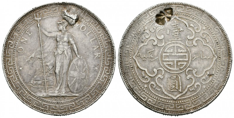 Gran Bretaña. George V. Trade Dollar. 1897. Bombay. (Km-Tn5). (Dav-407). Ag. 27,...