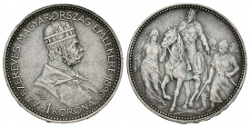 Hungría. Franz Joseph I. 1 corona. 1896. (Km-487). Ag. 4,97 g. Golpecito en canto. EBC. Est...25,00.