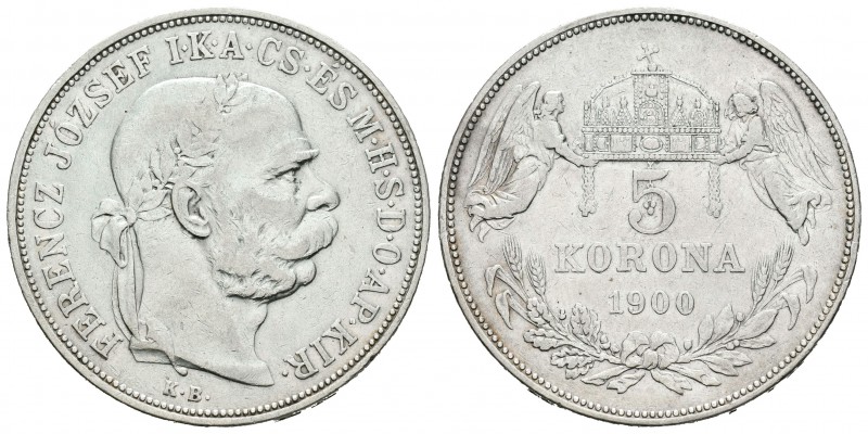 Hungría. Franz Joseph I. 5 coronas. 1900. (Km-488). Ag. 23,79 g. MBC-. Est...25,...