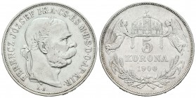 Hungría. Franz Joseph I. 5 coronas. 1900. (Km-488). Ag. 23,79 g. MBC-. Est...25,00.