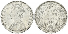India Británica. Victoria. 1 rupia. 1885. (Km-492). Ag. 11,59 g. MBC/MBC+. Est...18,00.