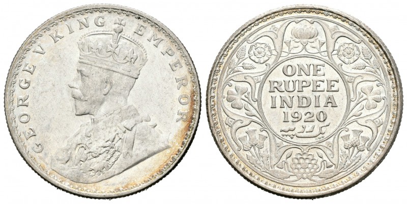 India Británica. George V. 1 rupia. 1920. (Km-524). Ag. 11,64 g. Brillo original...