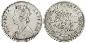 India. Estado de Alwar. Victoria. 1 rupia. 1882. (Km-45). 11,56 g. Escasa. MBC+. Est...35,00.