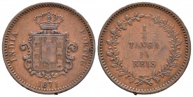 India Portuguesa. Luis I. 1/4 tanga (15 reis). 1871. Goa. (Km-304). Ae. 935,00 g. MBC-. Est...40,00.