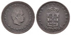 India Portuguesa. Carlos I. 1/2 tanga. 1903. (Km-13). (Gomes-4.03). Ae. 2,08 g. MBC. Est...20,00.