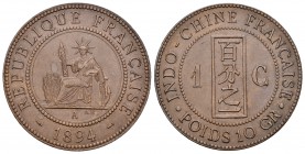 Indochina Francesa. 1 céntimo. 1894. París. A. (Km-1). Ae. 9,93 g. Escasa. EBC-. Est...75,00.