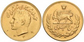 Irán. Muhammad Reza Pahlevi. 5 pahlevi. 1339 H (1960). (Km-1164). Au. 40,65 g. Escasa. EBC+. Est...1600,00.