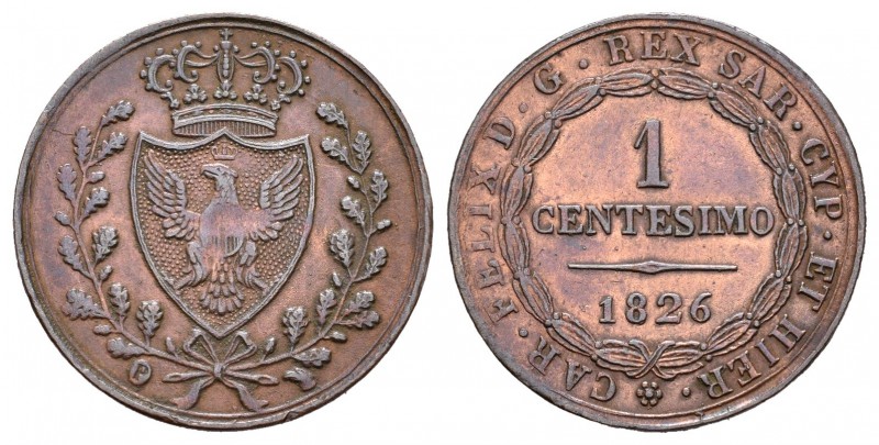 Italia. Carlo Felice. 1 centesimo. 1926. Genova. P. (Km-125.2). Ae. 2,03 g. MBC+...