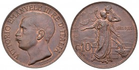 Italia. Victorio Emanuele III. 10 céntimos. 1911. (Km-51). Ae. 10,07 g. Restos de color original. EBC+. Est...70,00.