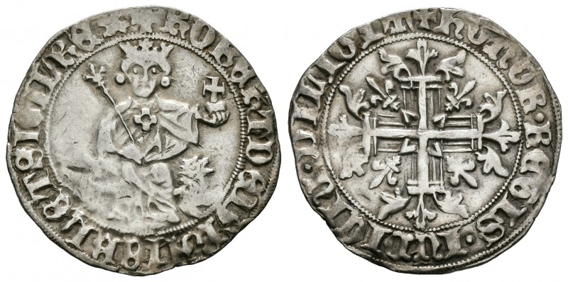 Italia. Nápoles. Roberto d'Anjou. Giulio. (1309-1343). (Cagiati-tipo A). Ag. 3,9...