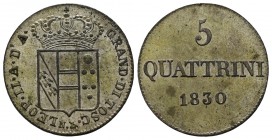 Italia. Toscana. Leopold II. 5 quatrini. 1830. (Km-C65). Ve. 3,72 g. EBC-. Est...15,00.