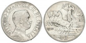 Italia. Vittorio Emanuel III. 2 liras. 1912. (Km-46). Ag. 9,93 g. MBC. Est...18,00.